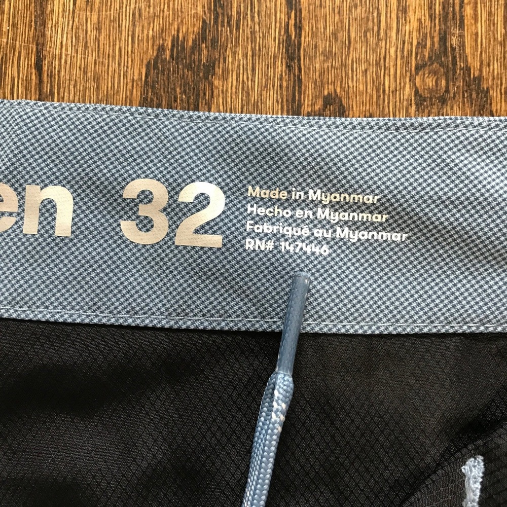 NEW Hang Ten Hybrid Board Shorts Mens 32 Blue Micro Check Stretch Quick Dry - Picture 7 of 13